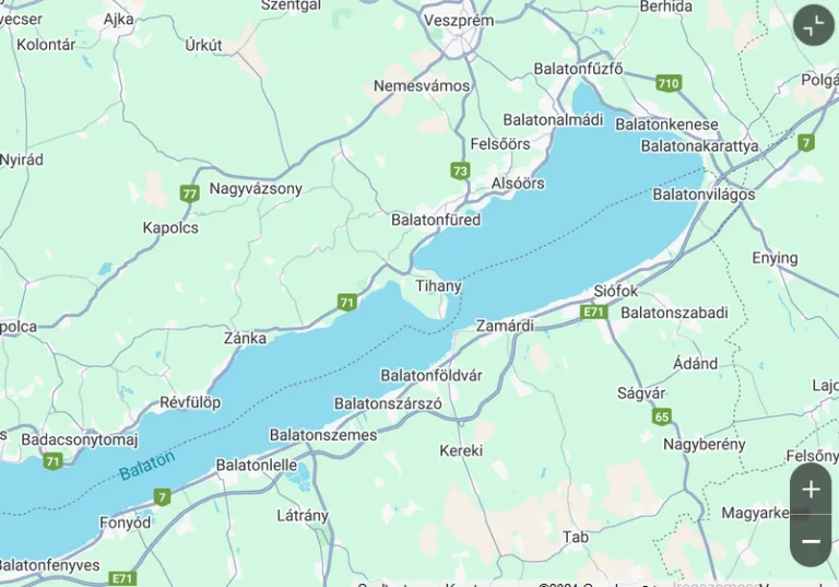 Kaart van Balaton en Tihany