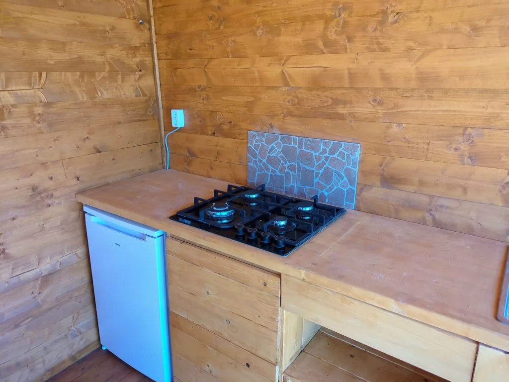 gasvuur en koelkast in buitenkeuken